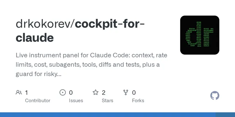 Preview of Cockpit: live instrument panel for Claude Code sessions